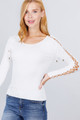 Long Sleeve W/strappy Detail Round Neck Rib Sweater Top - ACT2.SW11798.id.51694f-L