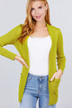 Long Sleeve Rib Banded Open Sweater Cardigan W/pockets - ACT2.SW1948.id.51590p-L