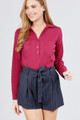 3/4 Roll Up Sleeve Front Two Pocket W/button Detail Stretch Shirt - ACT2.T10928.id.39237-L