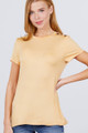 Short Sleeve Crew Neck W/shoulder Button Detail Rayon Spandex Top - ACT2.T11242.id.51034g-L