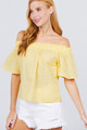 Short Sleeve Off The Shoulder Eyelet Woven Top - ACT2.T11632.id.51692-M