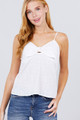 V-neck w/front bow tie eyelet woven cami top - ACT2.T11633.id.51693-L