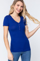 Short Slv V-neck Henley Knit Top - ACT2.T11776.id.53541f-L