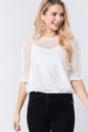 Elbow Slv Dot Mesh Top W/inner Cami - ACT2.T11782.id.53649b-L