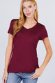 V-neck Rayon Jersey Ruby Burgundy Top