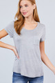 Short Sleeve Scoop Neck Top With Pocket - ACT2.T1428.id.53491p-L