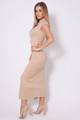 High Neck Cap Sleeve Slitted Basic Midi Dress - CYF2.D10176.id.52137c-L