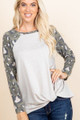 Casual French Terry Side Twist Top With Animal Print Long Sleeves - EME2.ETK-8193-Q.id.53070-M