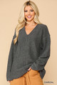 V-neck Solid Soft Sweater Top With Cut Edge - GIG2.TC1406.id.53255-L