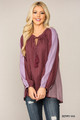 Textured Color Mixed Tassel Tie Peasant Top With Reverse Stitch Detail - GIG2.TC1487.id.53251-L