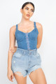 Sweetheart Neck Adjustable Denim Top