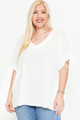 Side Slit With V-neck Dolman Short Sleeve Solid Blouse - RKA2.ETX5511.id.53706a-1XL