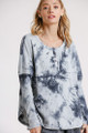 Tie Dye Round Neck Ribbed Button Front Top With Round Hem - UMG2.M5139.id.53321b-L