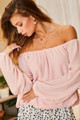 Off Shoulder Long Bubble Sleeve Solid Top - MAI2.LT32490.id.53933b-L