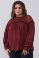 Plus Size Boho Sheer Net Mesh Balloon Sleeve Detail Relaxed Top - TSH2.CT7026.id.53937a-1XL