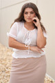 Plus Short Sleeve U-neck With Self-tie Detail Frill Smocked Sheer Top - TSH2.CT7907.id.53938a-1XL