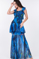 Ruffle Sleeve Tiered Bottom Print Long Dress - CAR2.24.6678DK_62.id.54836-L