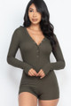 V Neck With Button Tap Bodycon Romper - CLA2.24.BP3118.id.55440e-L