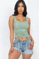 Adjustable Front Ruched With String Square Neck Crop Tops - CLA2.24.BT2897.id.54674d-L