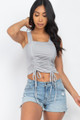 Adjustable Front Ruched With String Square Neck Crop Tops - CLA2.24.BT2897.id.54674-L