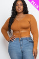 Plus Size Drawstring Ruched Cutout Crop Top - CLA2.24.BT3322X.id.55273g-1XL