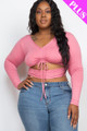 Plus Size Drawstring Ruched Cutout Crop Top - CLA2.24.BT3322X.id.55273i-1XL