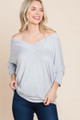 Solid Rib Modal Casual 3/4 Sleeves Dolman Sleeves Top - EME2.24.ETK-8674.id.55721c-L