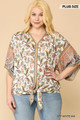 Paisley Printed V-neck Top With Front Tie - GIG2.24.PJ1184.id.54603a-1XL