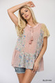 Floral Mixed Print Chiffon Short Top With Front Tassel Tie - GIG2.24.TC2102.id.55051-L