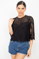 Mock 3/4 Sleeves Lace Designed Top - IRI2.24.HMT54698.id.54406-L