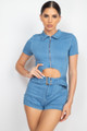 Belted Zip-up Denim Romper - IRI2.24.IP7995.id.55380b-L