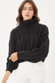 Turtle Neck Loose Fit Cable Knit Sweater - LOV2.24.9957WH.id.55578d-L