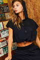 Hoodie Waist Adjustable Contrast Mesh Crop Top - MAI2.24.LT32641.id.54845-L