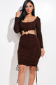 Solid Long Sleeve Ruched Short Dress With O Ring - MIS2.24.C3994.id.55515-L