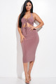 Solid Halter Neck Midi Dress With Criss Cross Front And Cutout - MIS2.24.C3995.id.55516-L