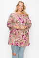 Floral, Bubble Sleeve Tunic Top - POL2.24.OPT-7211NF.id.55502a-1XL