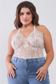 Plus Size Sheer Lace Sleeveless V-neck Criss-cross Back Strap Bodysuit - TSH2.24.T5643.id.54395a-1XL