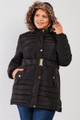 Plus Parallel Quilt Faux Fur Hood Belted Padded Long Puffer Jacket - TSH2.32.CBF2383.id.55147a-1XL