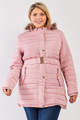 Plus Parallel Quilt Faux Fur Hood Belted Padded Long Puffer Jacket - TSH2.32.CBF2383.id.55147d-1XL