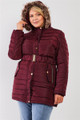 Plus Parallel Quilt Faux Fur Hood Belted Padded Long Puffer Jacket - TSH2.32.CBF2383.id.55147e-1XL