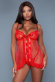 2 Pc Satin Underwiring And Front Ribbon Design Babydoll - WIC2.48.2140RD.id.55019-1XL