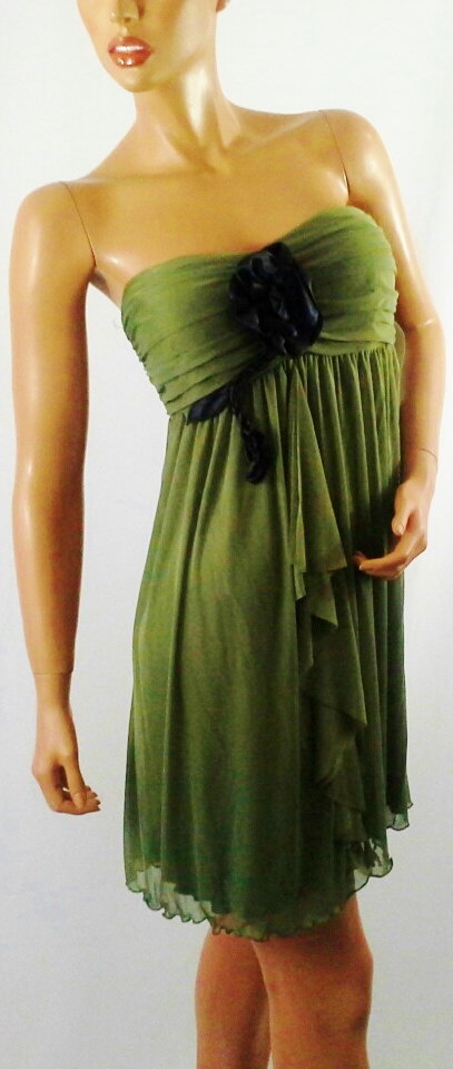 olive green tube dress