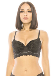 Push Up Bra W/ Underwire - Black Lace