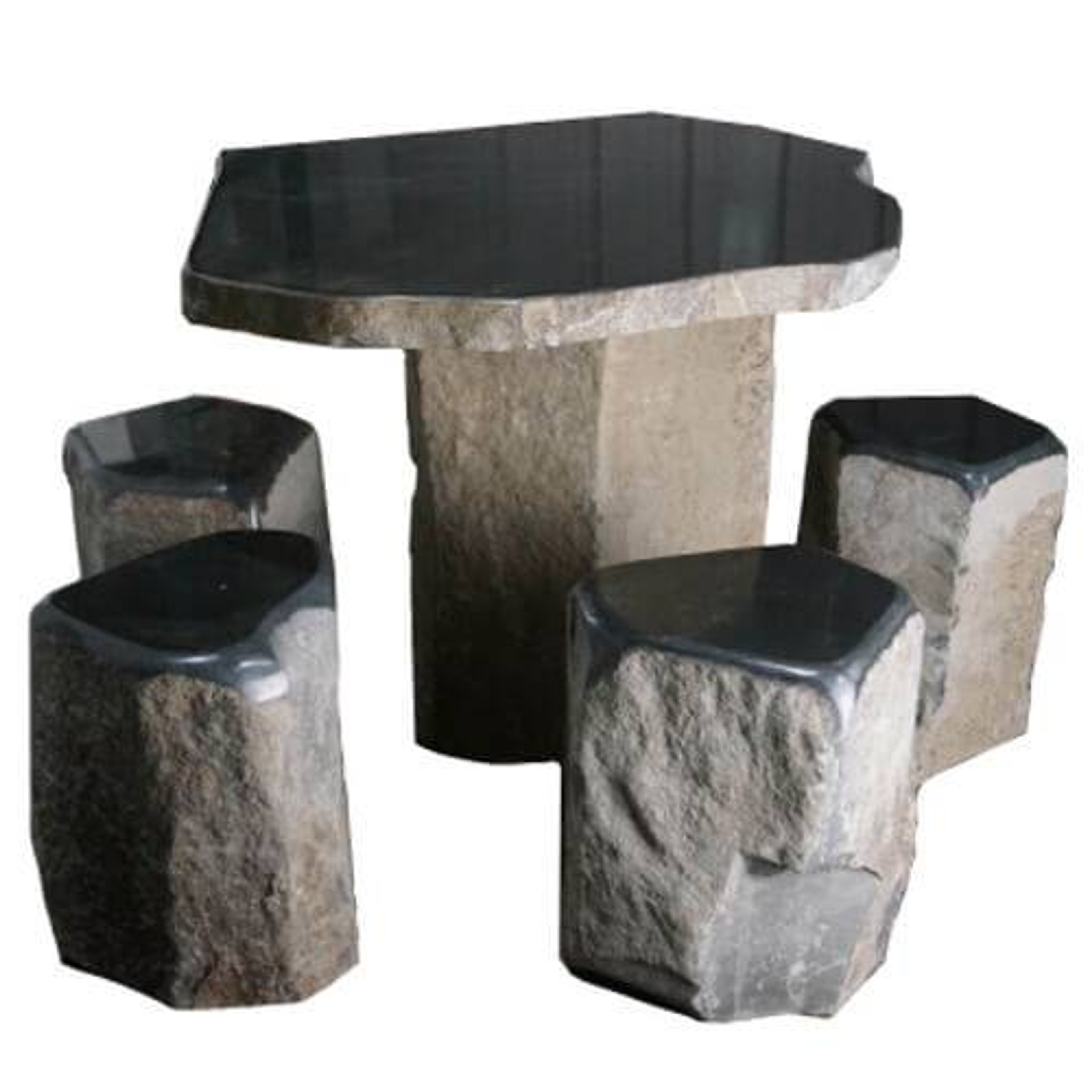 Anjon Rounded Edge Polished Table w/ Stools