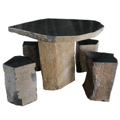 Anjon Flat Edge Polished Table w/ Stools