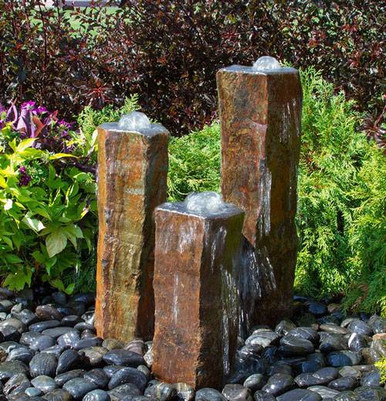 Blue Thumb Triple Bowled, Polished Top Basalt Fountain Kit