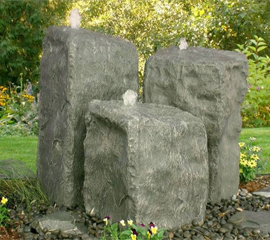 Blue Thumb Watershed Triple Fountain Kit with Mixed Pebble
