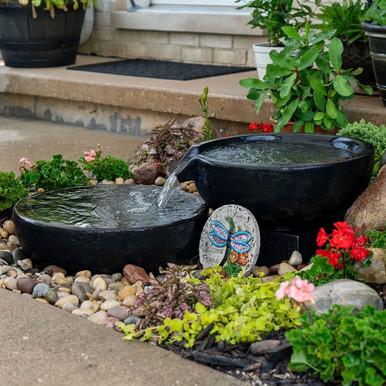 Aquascape Spillway Bowl 19" and Basin 21" Fountain Kit – Iron Ore