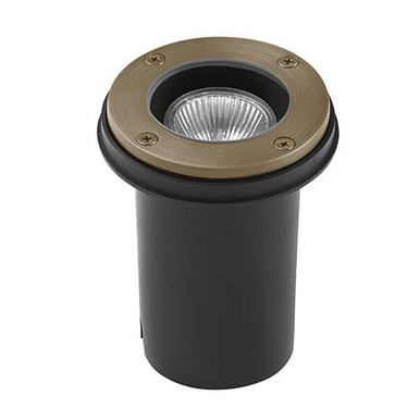 Encore Well Light, Brass, Flat Round Cover, Composite Sleeve