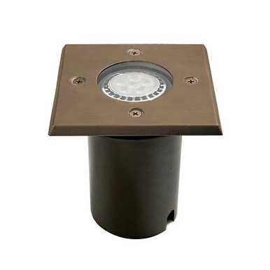 Encore Well Light, Brass, Flat Square Cover, Composite Sleeve
